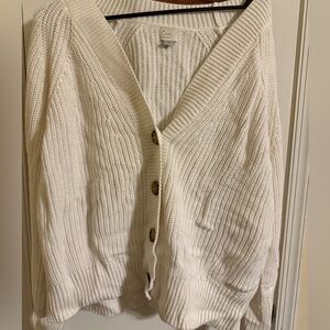 Cozy White Button-Up Sweater